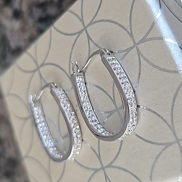 Chrystina Silver Hoop Earrings - Picture 6 of 7